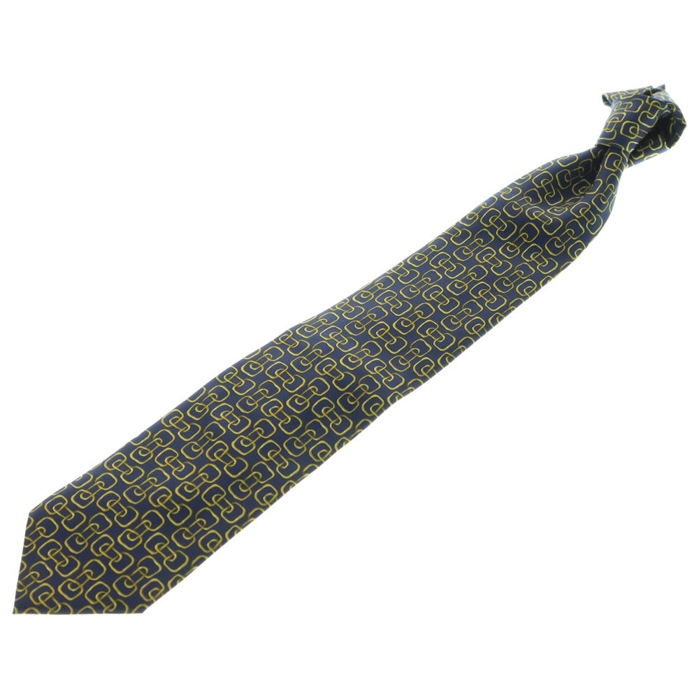 GUCCI(グッチ) 鎖柄 総柄 ネクタイ ゴールド/ネイビー