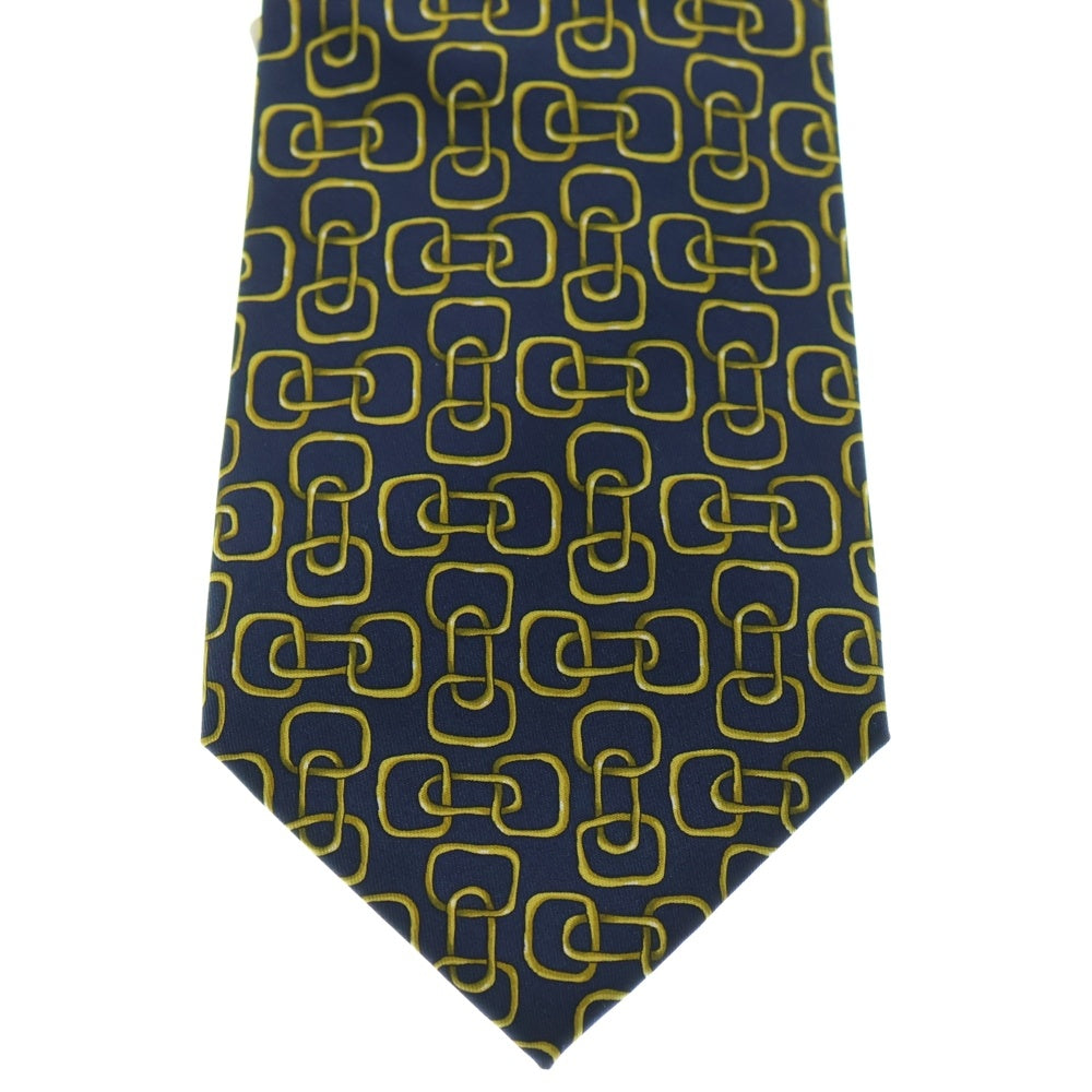 GUCCI(グッチ) 鎖柄 総柄 ネクタイ ゴールド/ネイビー