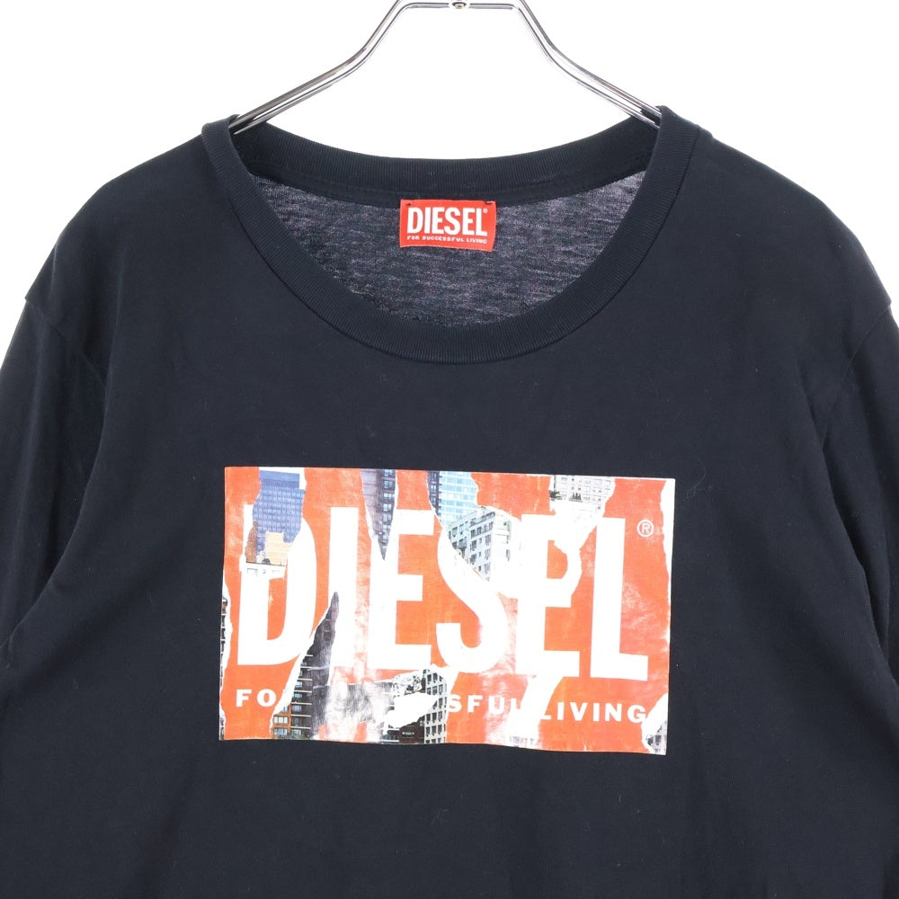DIESEL(ディーゼル) T-HILARY-L1 ロゴプリント 長袖Tシャツ ブラック A12541 レディース
