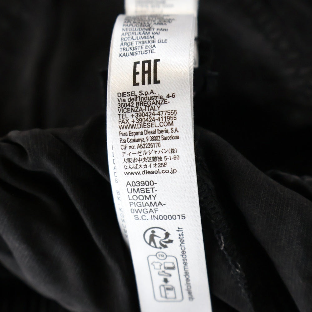 DIESEL(ディーゼル) Long Set Pajama ロゴ刺繍 ラウンジウェア パジャマ セットアップ ブラック A03900