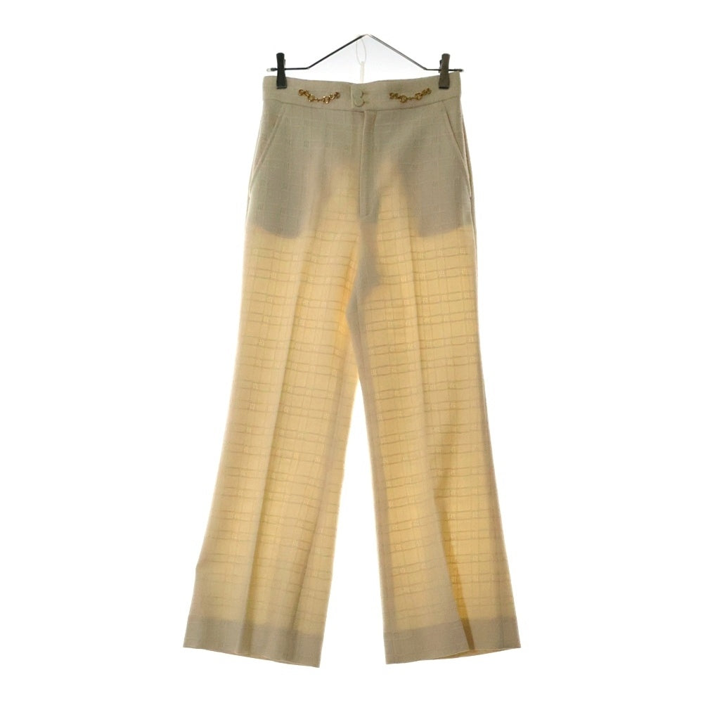 GUCCI(グッチ) 19AW ホースビット ツイード センダープレス ワイドフレアパンツ ホワイト 631418 ZAD93