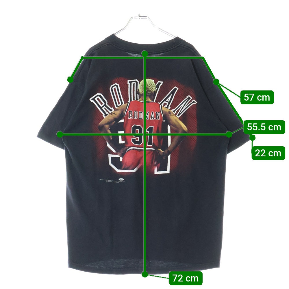 VINTAGE(ヴィンテージ) 90s 1997 RODMAN TEE Murina デニス・ロッドマン バックプリント クルーネック 半袖Tシャツ カットソー ブラック