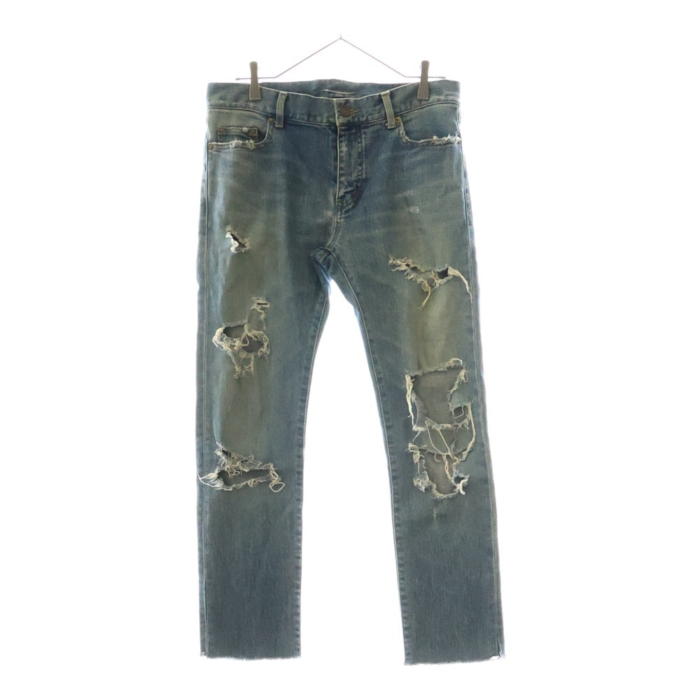 SAINT LAURENT PARIS(サンローランパリ) デストロイ クラッシュ スキニー デニム パンツ インディゴ 391659 Y915I