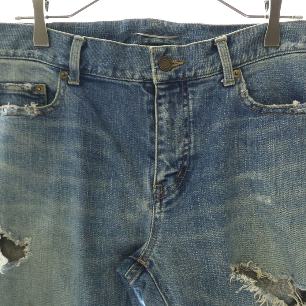SAINT LAURENT PARIS(サンローランパリ) デストロイ クラッシュ スキニー デニム パンツ インディゴ 391659 Y915I