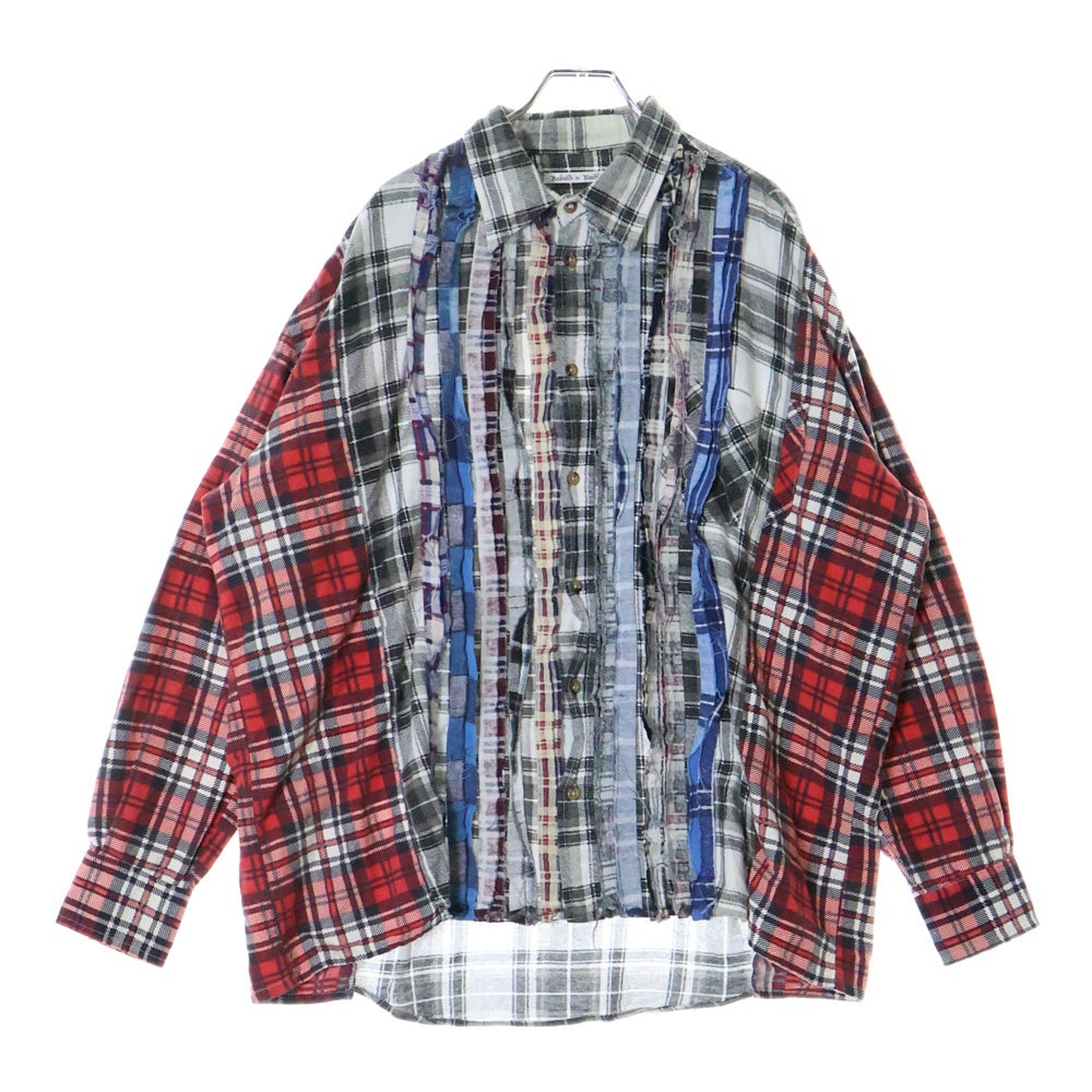 Rebuild by needles(リビルドバイニードルス) Flannnel Ribbon Wide Shirt 再構築 フランネル リメイク 長袖シャツ マルチ EJ265