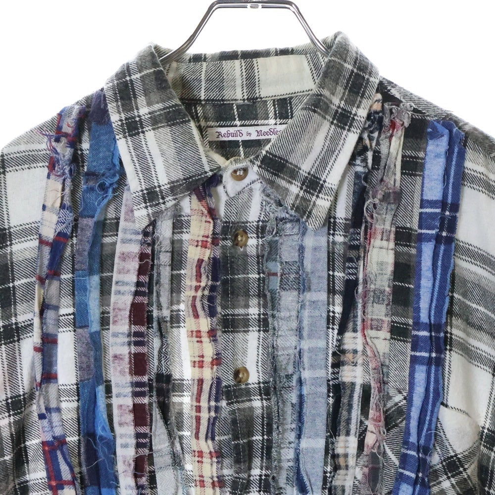 Rebuild by needles(リビルドバイニードルス) Flannnel Ribbon Wide Shirt 再構築 フランネル リメイク 長袖シャツ マルチ EJ265