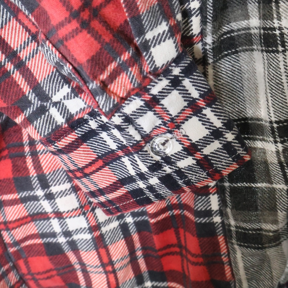 Rebuild by needles(リビルドバイニードルス) Flannnel Ribbon Wide Shirt 再構築 フランネル リメイク 長袖シャツ マルチ EJ265