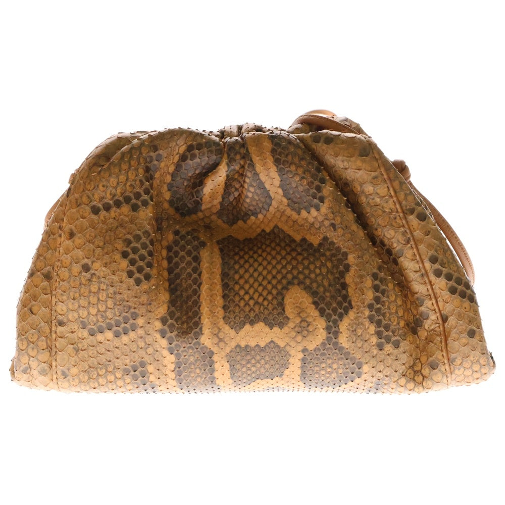 BOTTEGA VENETA(ボッテガヴェネタ) ザ ポーチ イントレチャート パイソン柄 レザー ショルダーバッグ クラッチバッグ ブラウン レディース