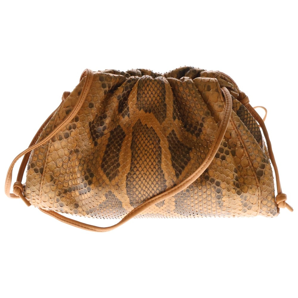 BOTTEGA VENETA(ボッテガヴェネタ) ザ ポーチ イントレチャート パイソン柄 レザー ショルダーバッグ クラッチバッグ ブラウン レディース