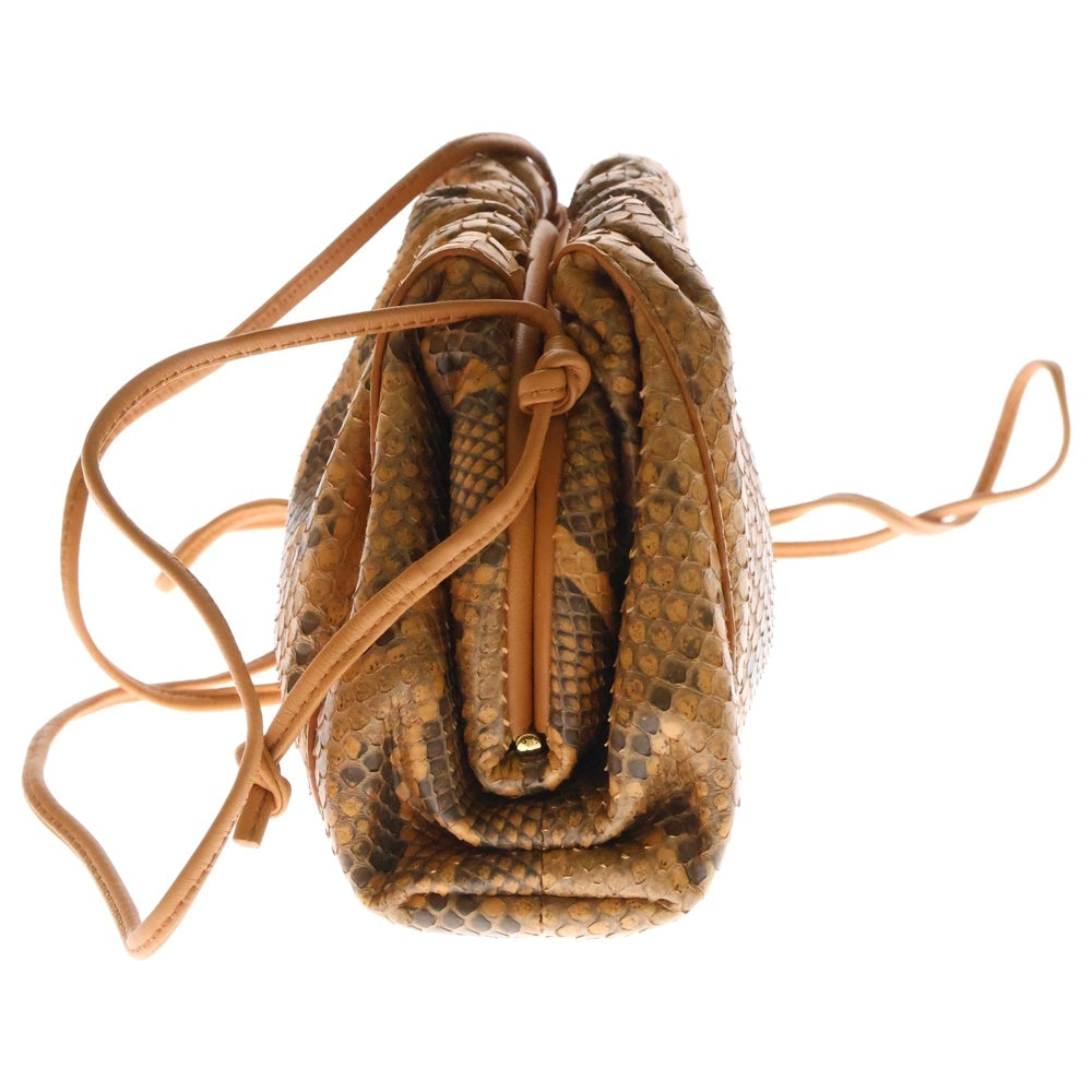 BOTTEGA VENETA(ボッテガヴェネタ) ザ ポーチ イントレチャート パイソン柄 レザー ショルダーバッグ クラッチバッグ ブラウン レディース