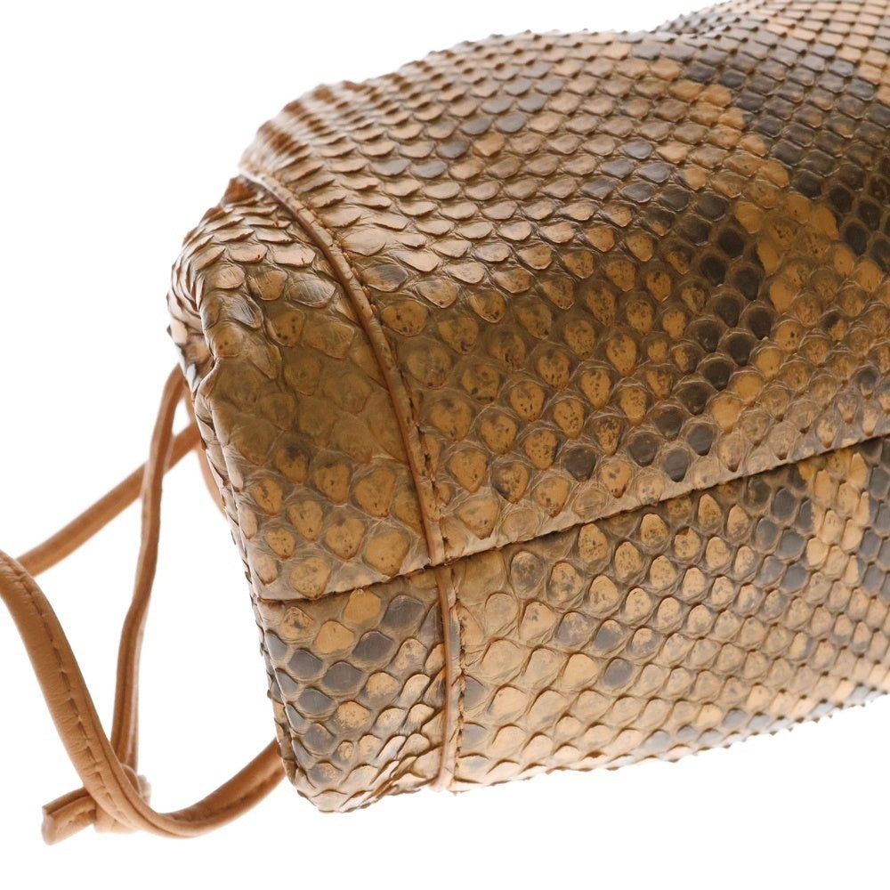 BOTTEGA VENETA(ボッテガヴェネタ) ザ ポーチ イントレチャート パイソン柄 レザー ショルダーバッグ クラッチバッグ ブラウン レディース