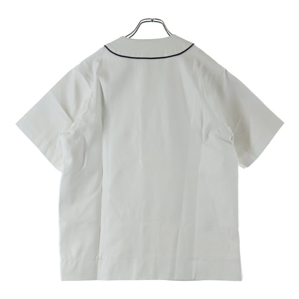 SUPPLIER(サプライヤ) LEATHER BASEBALL SHIRT ロゴ刺繍 レザー ベースボール 半袖シャツ ホワイト