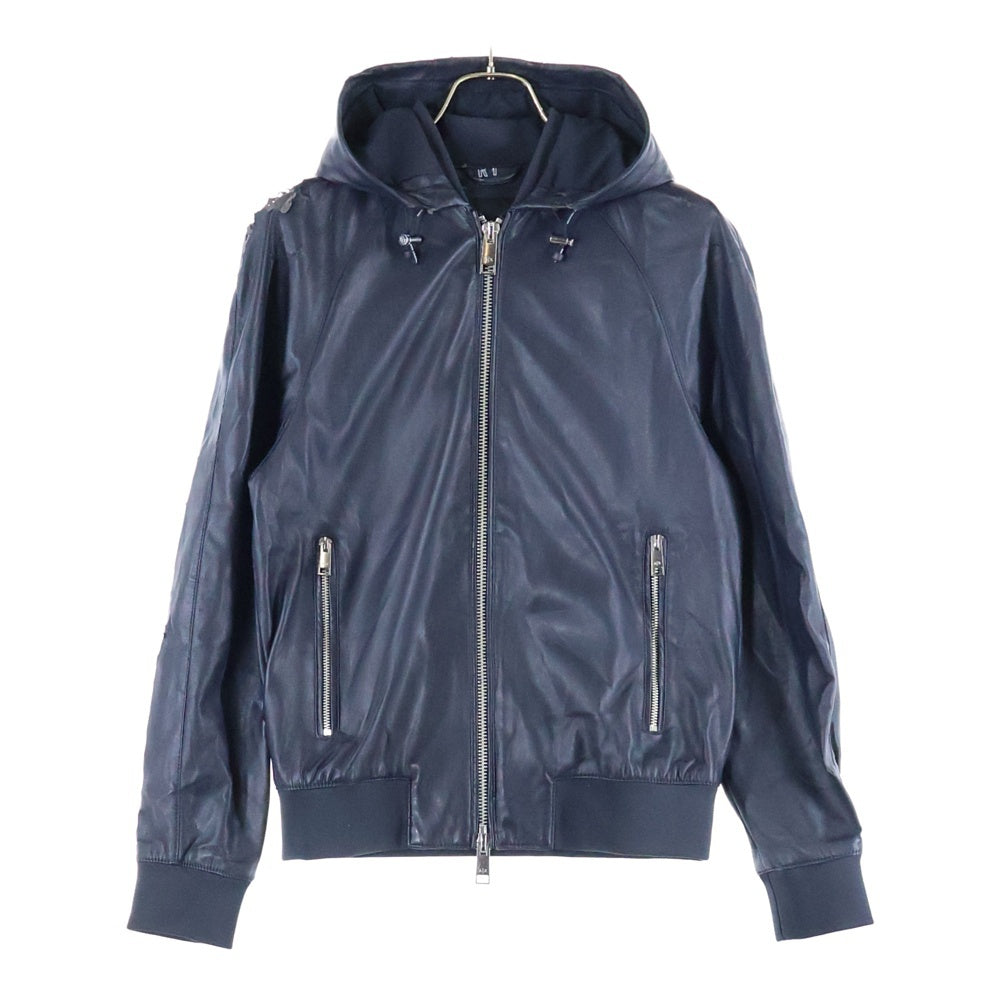 Armani Exchange(アルマーニ エクスチェンジ) ジップアップフーディー レザージャケット ネイビー 3GZB03 ZNAAZ