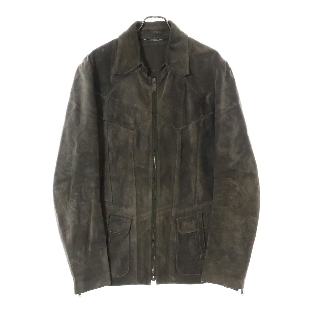 GUCCI(グッチ) 04SS East west smoke トムフォード期 ジップアップ レザージャケット ブラウン