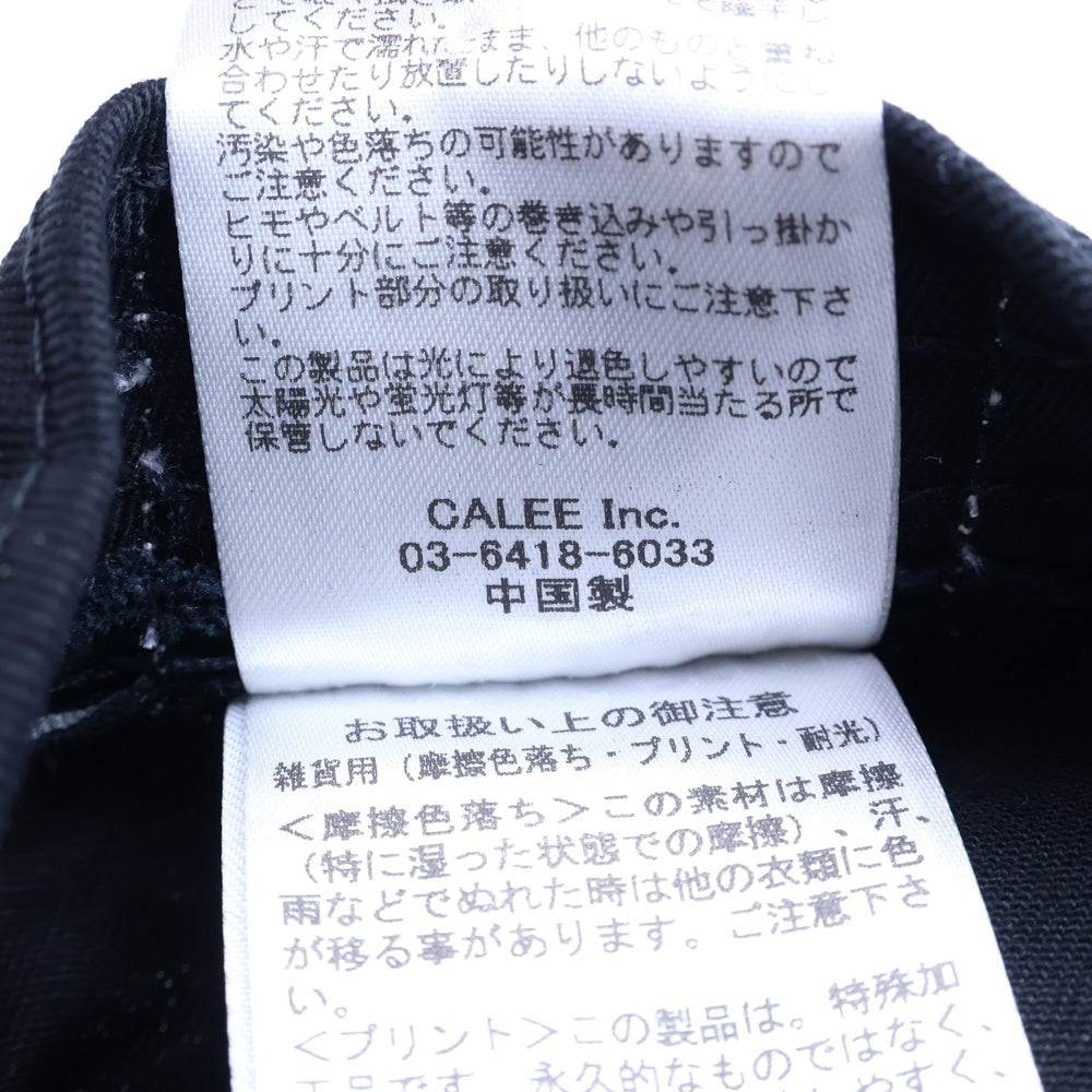 CALEE(キャリー) OverLand オーバーランド ロゴ刺繍 グラフィック 総柄 プリント キャップ 帽子 ブラック