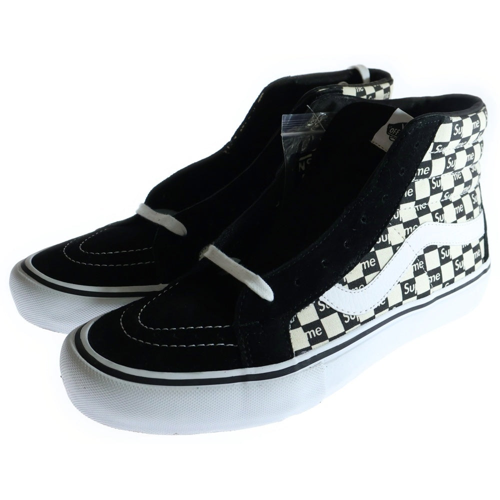 SUPREME(シュプリーム) 16AW ×VANS Checker Logo Sk8-Hi Reissue Pr バンズ チェッカー ロゴ スケートハイ リイシュー ハイカットスニーカー ブラック/ホワイト US10/28cm VN0A38Z3JLW