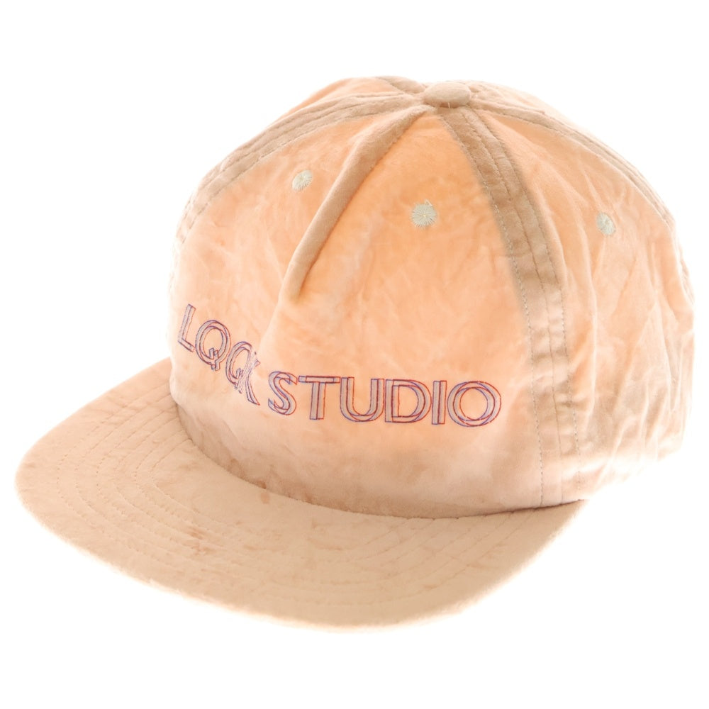 LQQK STUDIO(ルックスタジオ) フロントロゴ ベロア ベースボールキャップ 帽子 ピンク