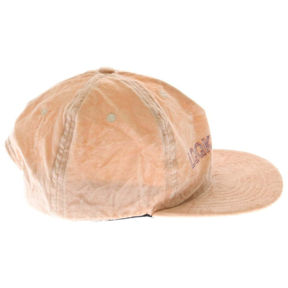 LQQK STUDIO(ルックスタジオ) フロントロゴ ベロア ベースボールキャップ 帽子 ピンク