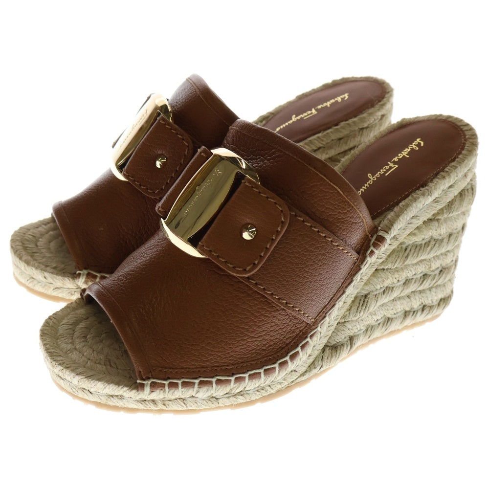 FERRAGAMO(フェラガモ) ウェッジヒール ミュール サンダル ブラウン 754731