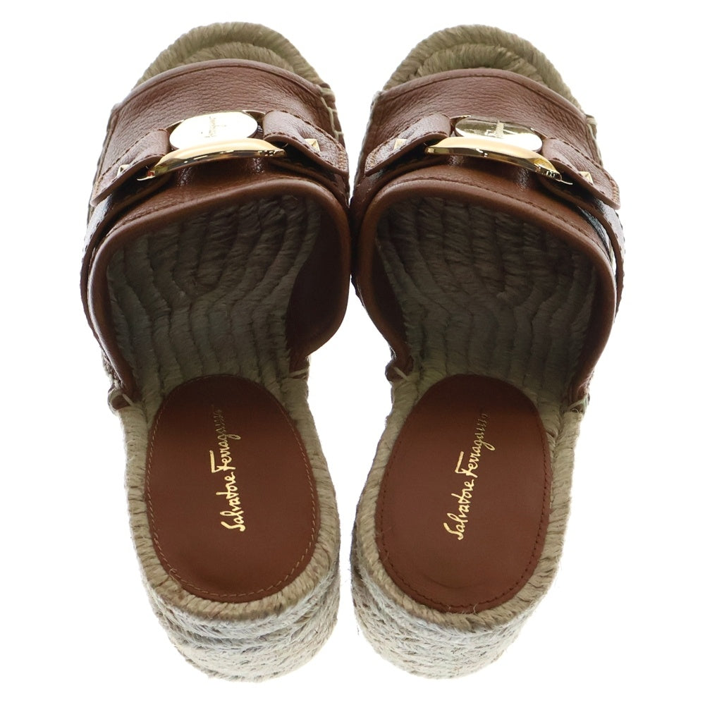 FERRAGAMO(フェラガモ) ウェッジヒール ミュール サンダル ブラウン 754731