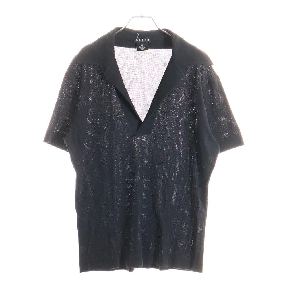 GUCCI(グッチ) コットン スキッパー 半袖ポロシャツ ブラック