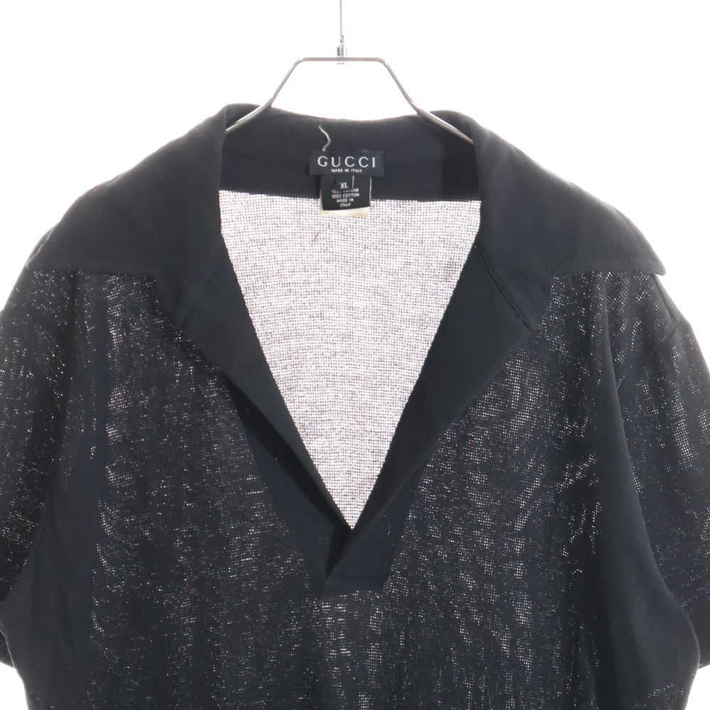 GUCCI(グッチ) コットン スキッパー 半袖ポロシャツ ブラック