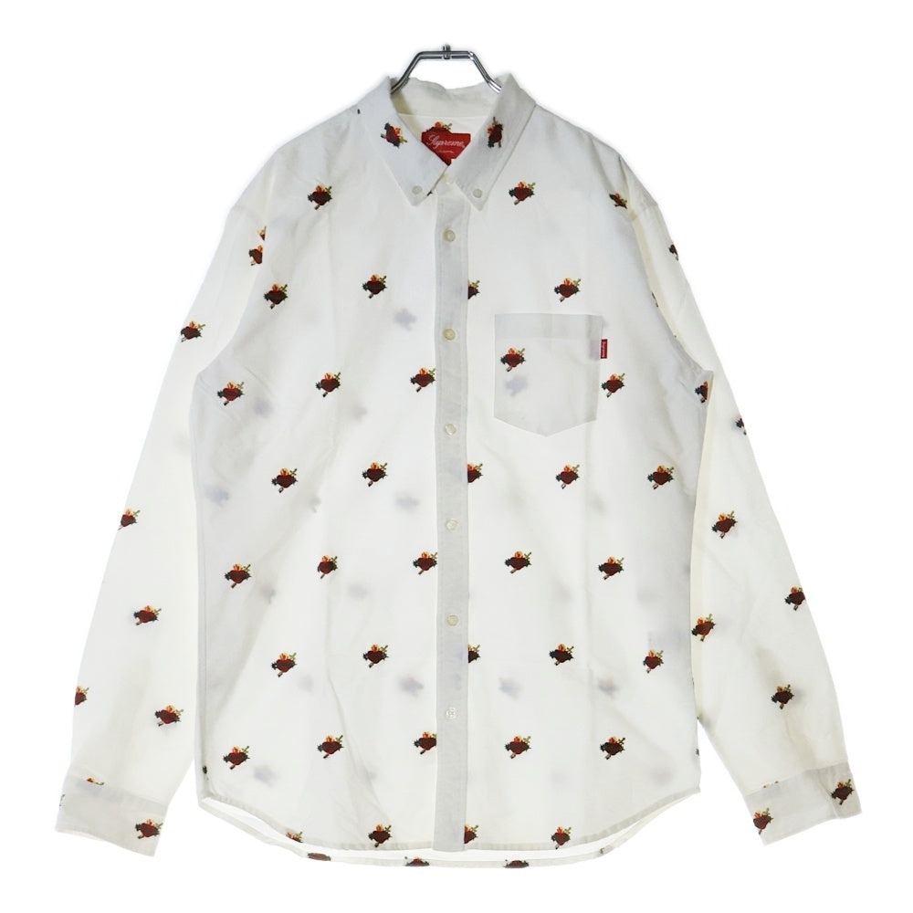 SUPREME(シュプリーム) 17AW Sacred Hearts Oxford Shirt サクレッド ハート 刺繍 オックスフォード 長袖シャツ ホワイト