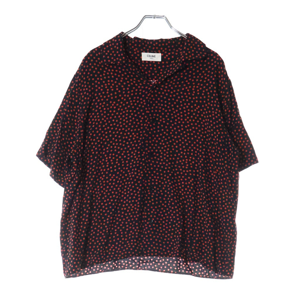 CELINE(セリーヌ) マルチドット レーヨン半袖シャツ ブラック/レッド 2C036962H