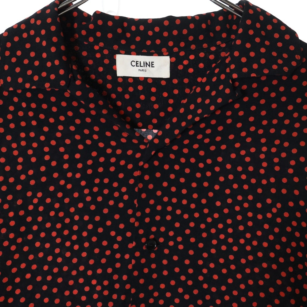 CELINE(セリーヌ) マルチドット レーヨン半袖シャツ ブラック/レッド 2C036962H