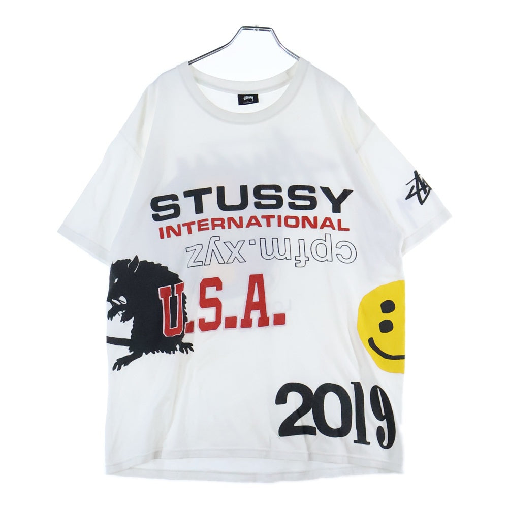 STUSSY(ステューシー) 19SS × Cactus Plant Flea Market CPFM カクタスプラント フリーマーケット プリント クルーネック 半袖Tシャツ カットソー ホワイト