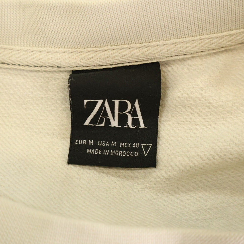 ZARA(ザラ) 胸ポケット コットン 半袖Tシャツ カットソー ライトグレー