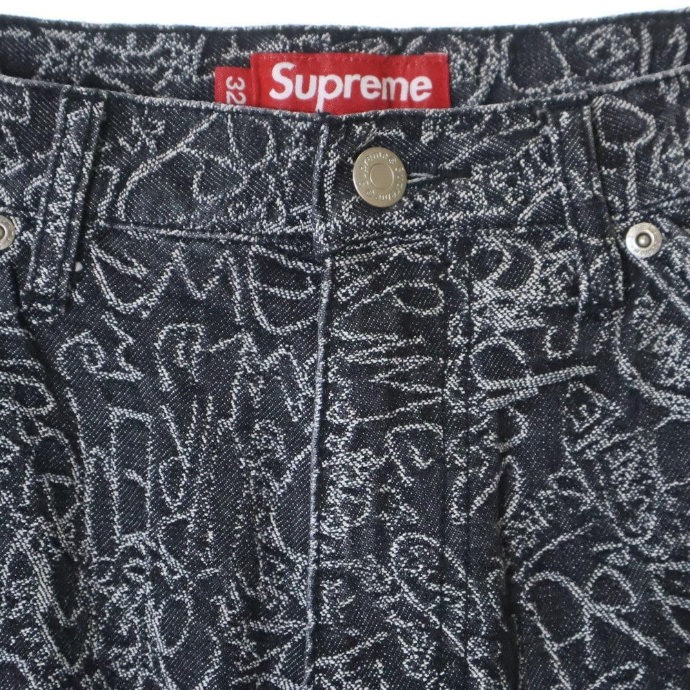 SUPREME(シュプリーム) Handwriting Double Knee Denim Short Black ハンドライティング ダブルニーデニムショート ブラック