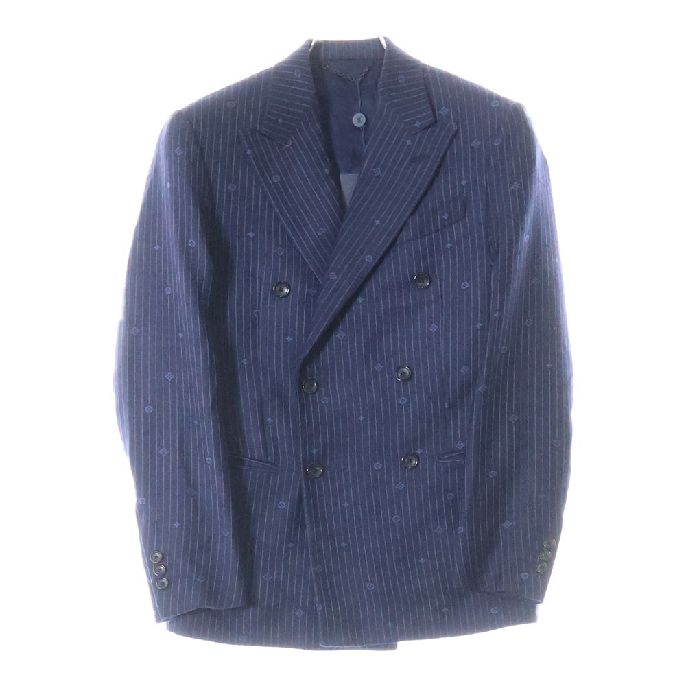 LOUIS VUITTON(ルイヴィトン) 21AW モノグラム ストライプ ウール 2B ダブル スーツ ジャケット ネイビー RM212F ZKE HKCF7E