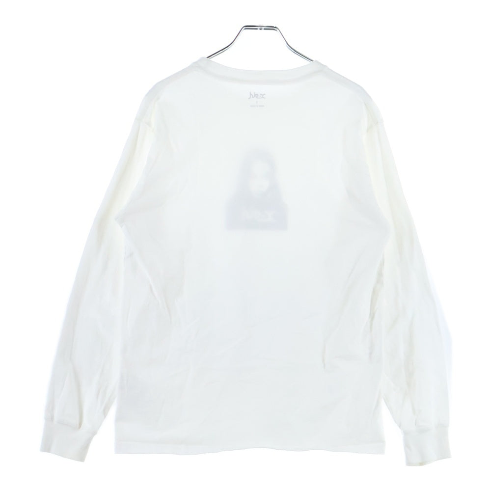 X-GIRL(エックスガール) FACE L/S TEE フェイス ロゴ クルーネック 長袖Tシャツ カットソー ホワイト 105205011001
