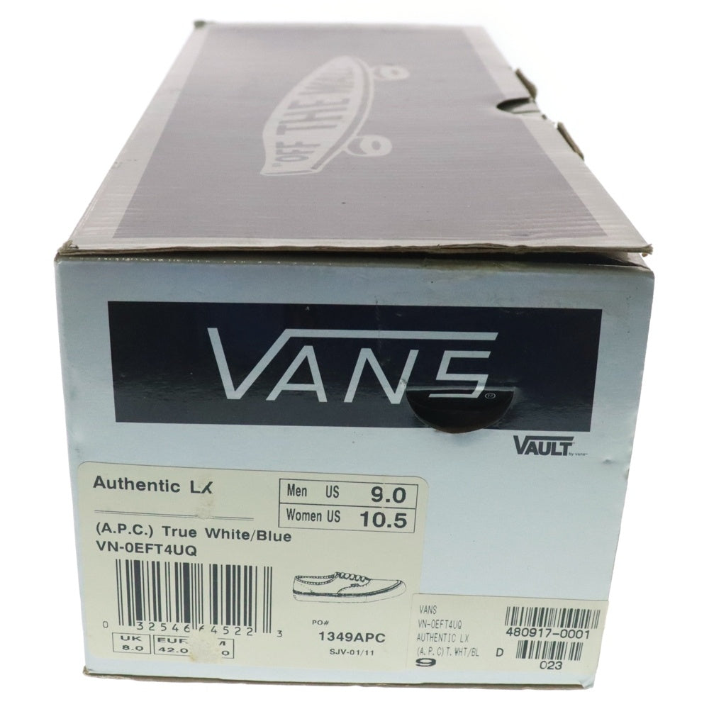 VANS(ヴァンズ) VAULT ×A.P.C. AUTHENTIC LX VN-0EFT4UQ ボルト ×アーペーセー オーセンティック ローカットスニーカー ホワイト US9/27cm 480917-0001