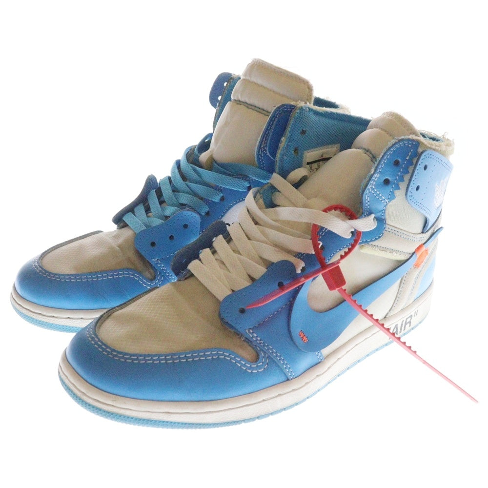 NIKE(ナイキ) ×OFF‐WHITE AIR JORDAN 1 HIGH UNC WHITE/DARK POWDER オフホワイト エアジョーダン1 パウダーブルー ハイカットスニーカー US11/29cm AQ0818-148