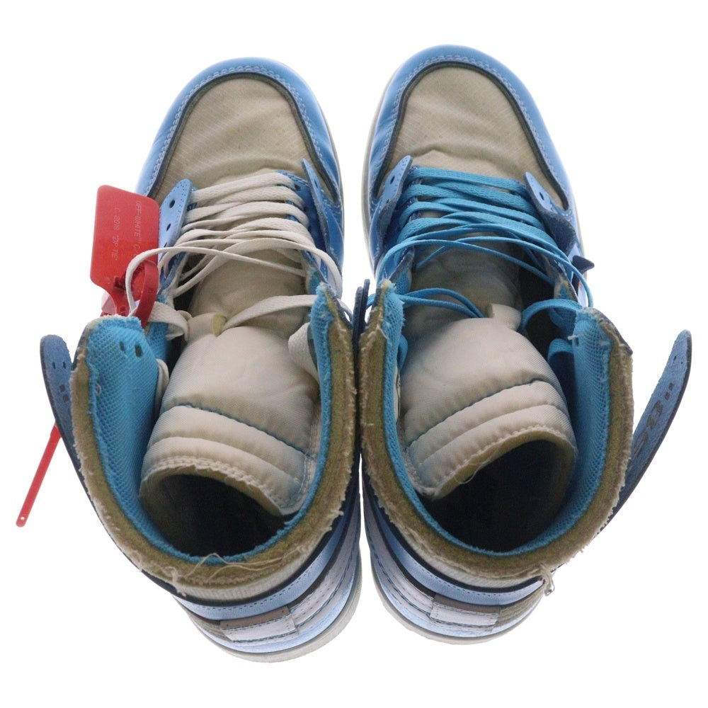 NIKE(ナイキ) ×OFF‐WHITE AIR JORDAN 1 HIGH UNC WHITE/DARK POWDER オフホワイト エアジョーダン1 パウダーブルー ハイカットスニーカー US11/29cm AQ0818-148