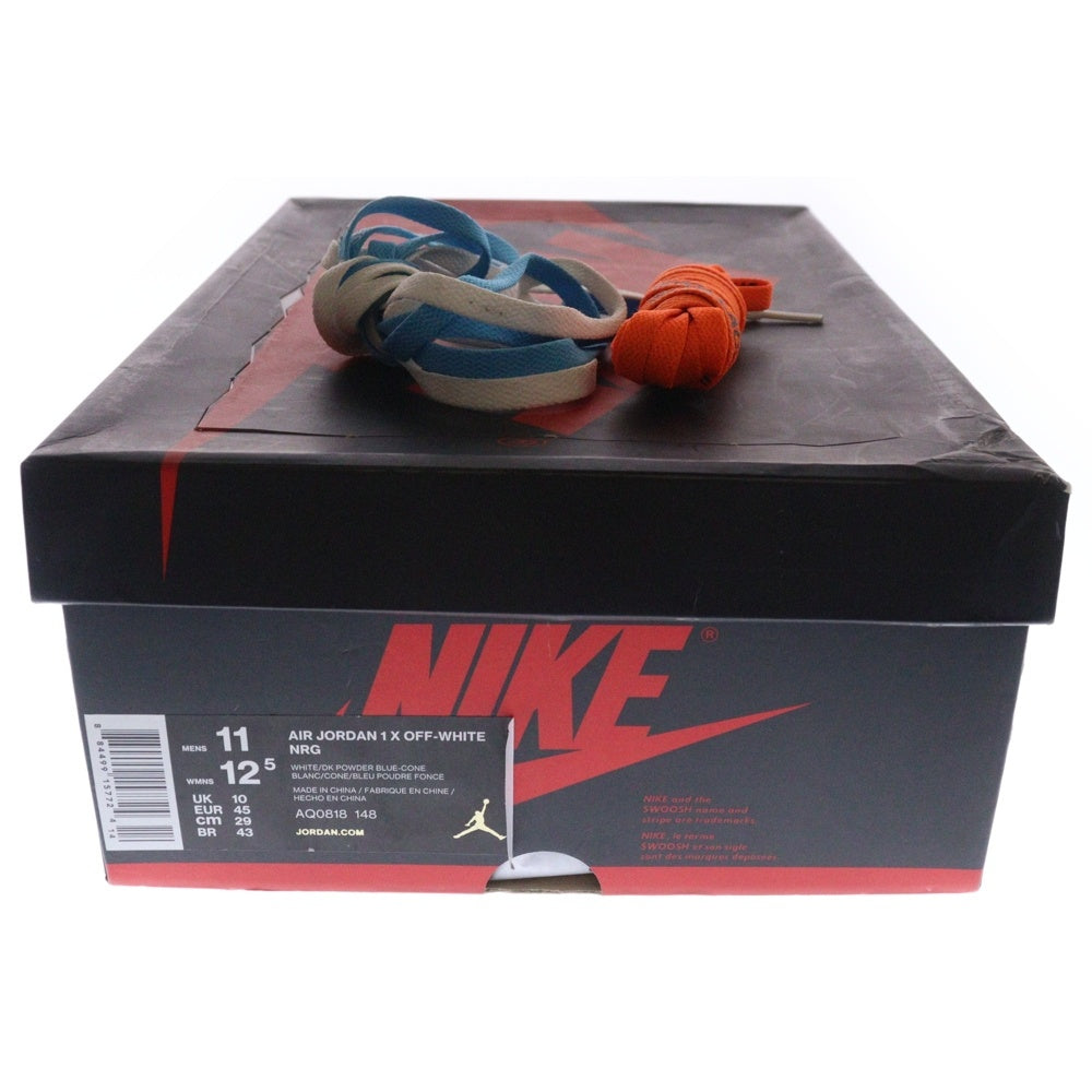 NIKE(ナイキ) ×OFF‐WHITE AIR JORDAN 1 HIGH UNC WHITE/DARK POWDER オフホワイト エアジョーダン1 パウダーブルー ハイカットスニーカー US11/29cm AQ0818-148