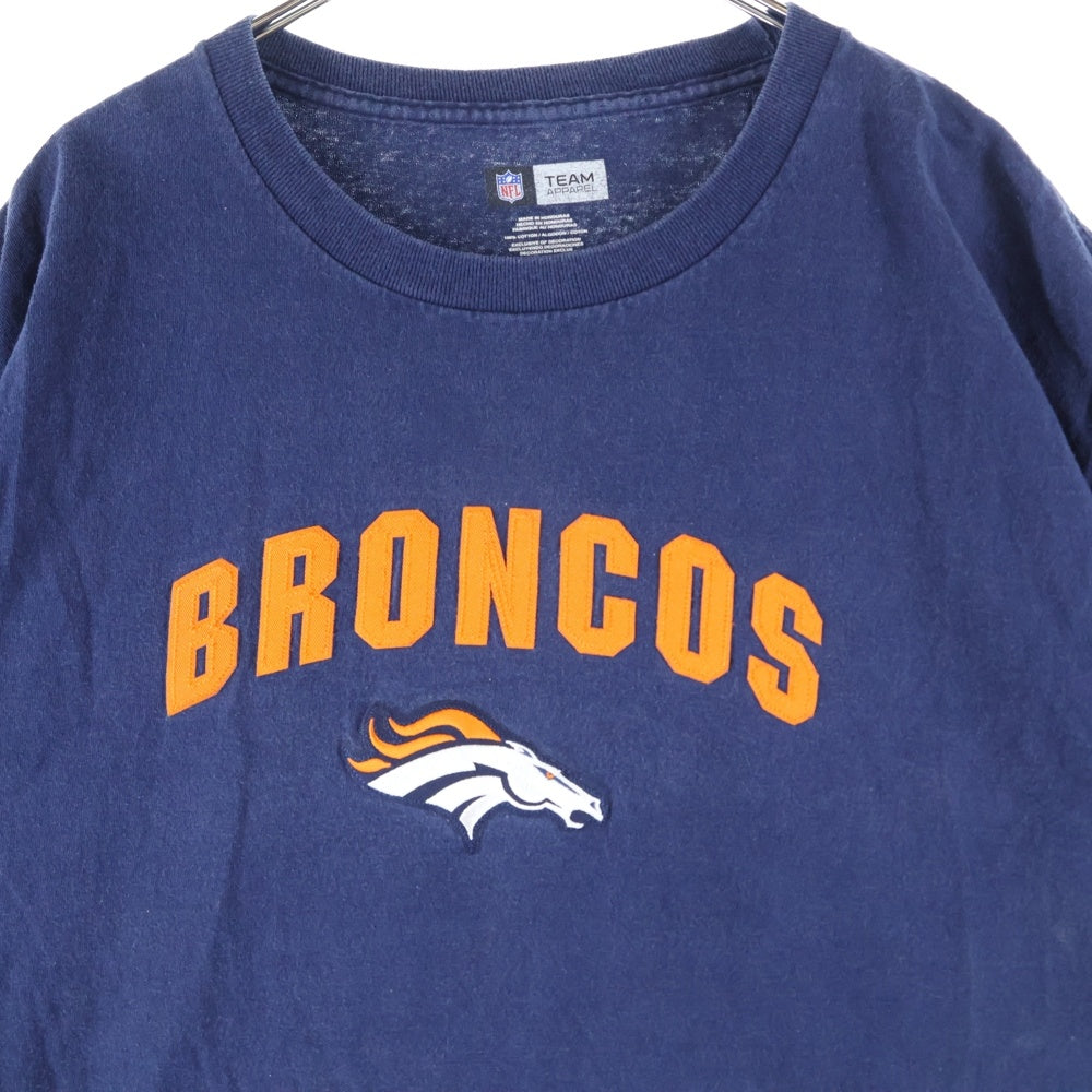 NFL(エヌエフエル) Denver Broncos デンバーブロンコス フロントロゴバッチ クルーネック 半袖Tシャツ ネイビー