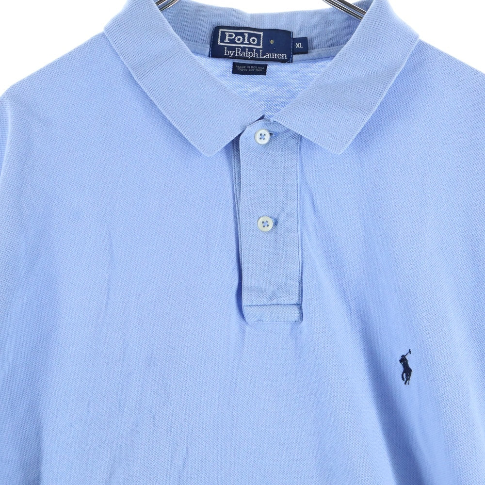 POLO RALPH LAUREN(ポロラルフローレン) ロゴ刺繍 コットン 半袖ポロシャツ ライトブルー