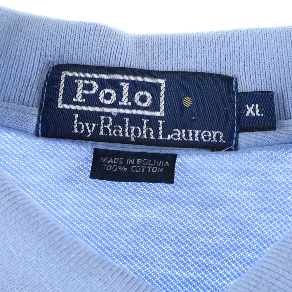 POLO RALPH LAUREN(ポロラルフローレン) ロゴ刺繍 コットン 半袖ポロシャツ ライトブルー