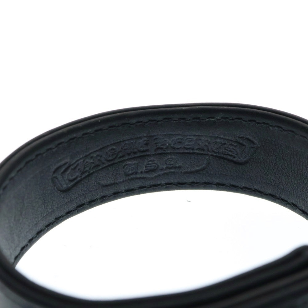 CHROME HEARTS(クロムハーツ) 3BTN 2SNP クロスボール 3ボタン2スナップ レザーブレスレット ブラック/シルバー BCA123