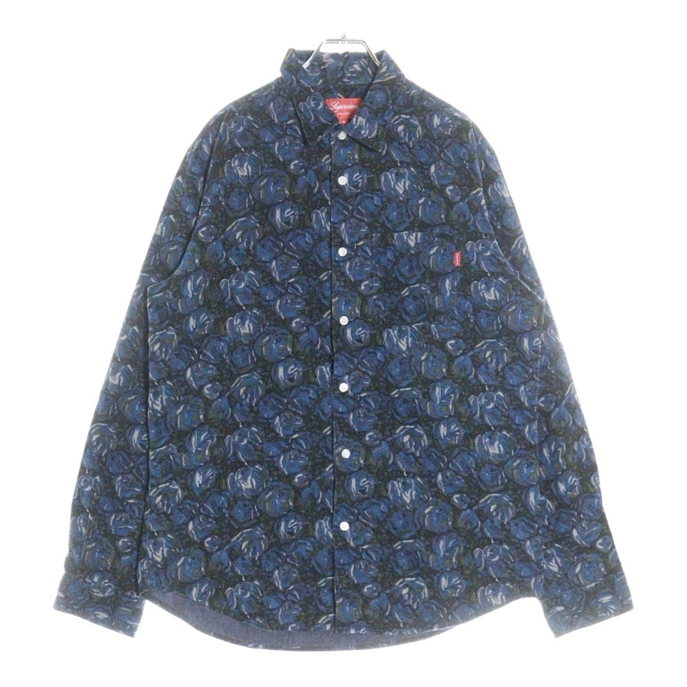 SUPREME(シュプリーム) 18AW Roses Couduroy Shirt ローズ コーデュロイ ボタンダウン 長袖シャツ ブルー