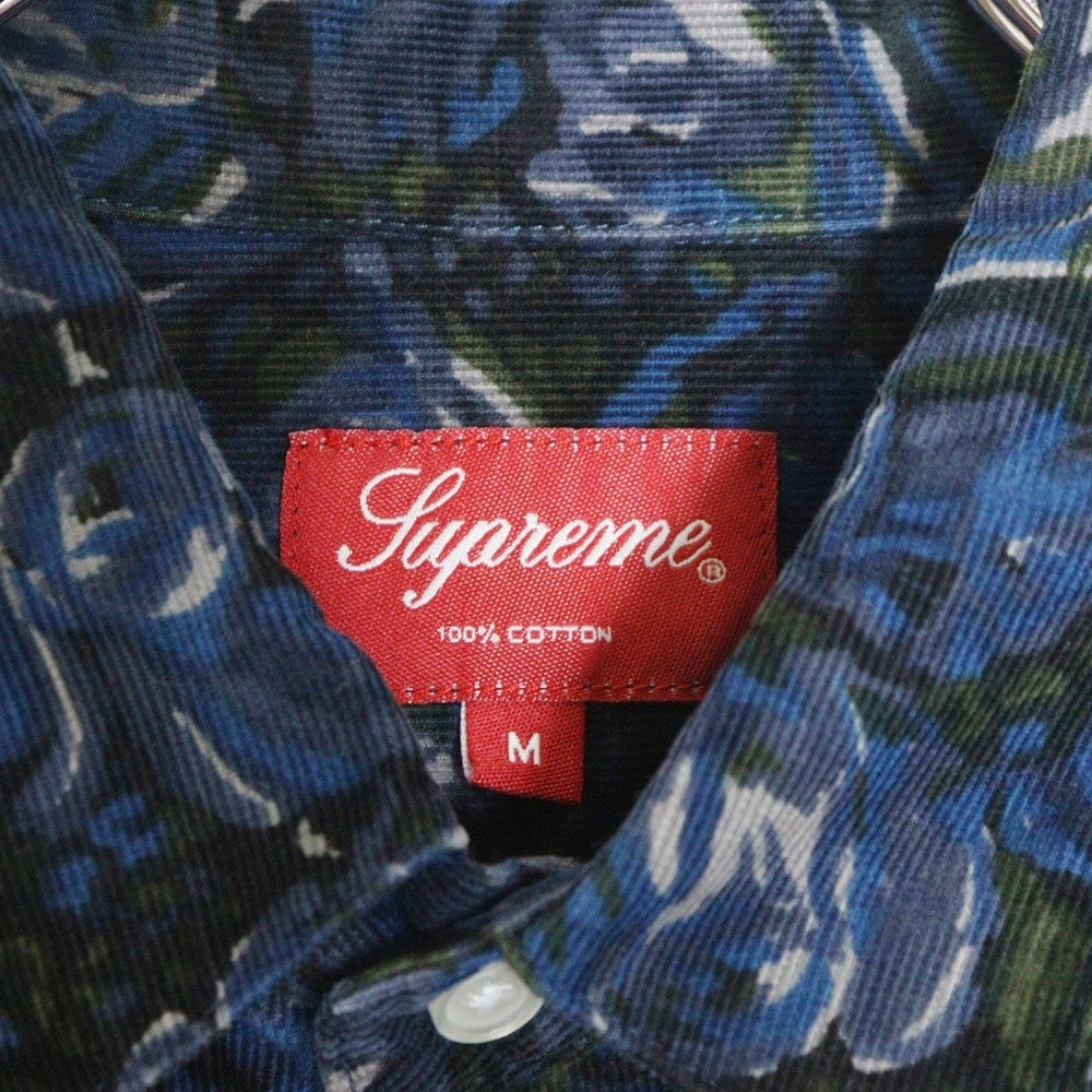 SUPREME(シュプリーム) 18AW Roses Couduroy Shirt ローズ コーデュロイ ボタンダウン 長袖シャツ ブルー