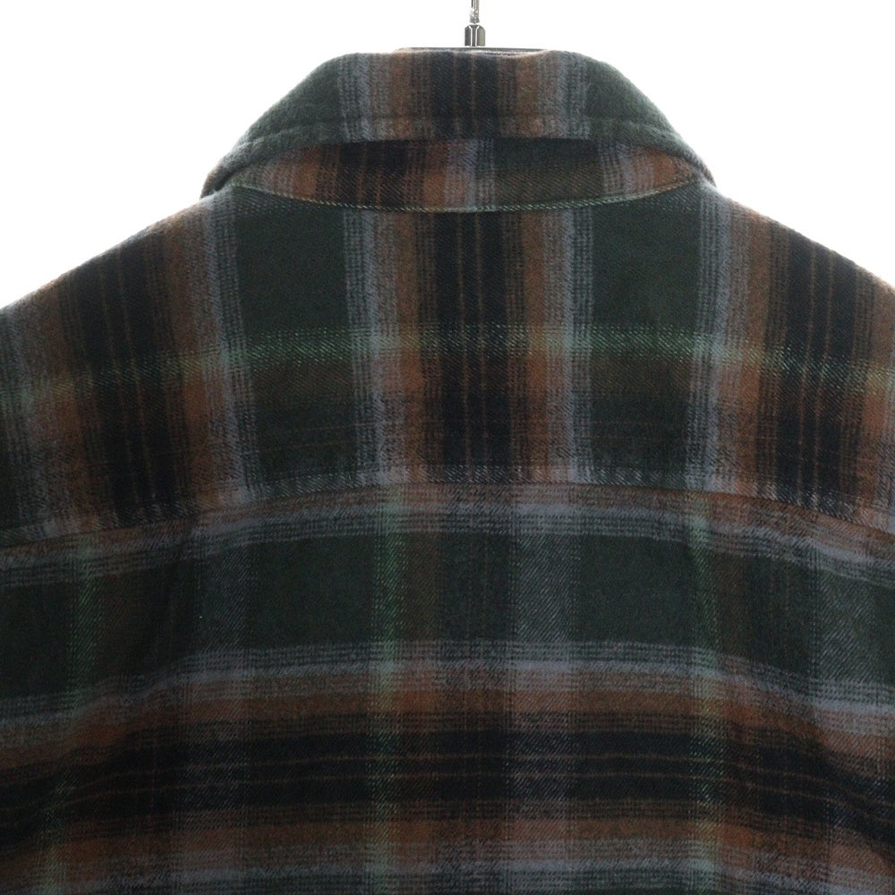 SUPREME(シュプリーム) 24SS Shadow Plaid Flannel Zip Up Shirt シャドウ プレイド フランネル ジップアップ 長袖シャツ グリーン/ブラウン