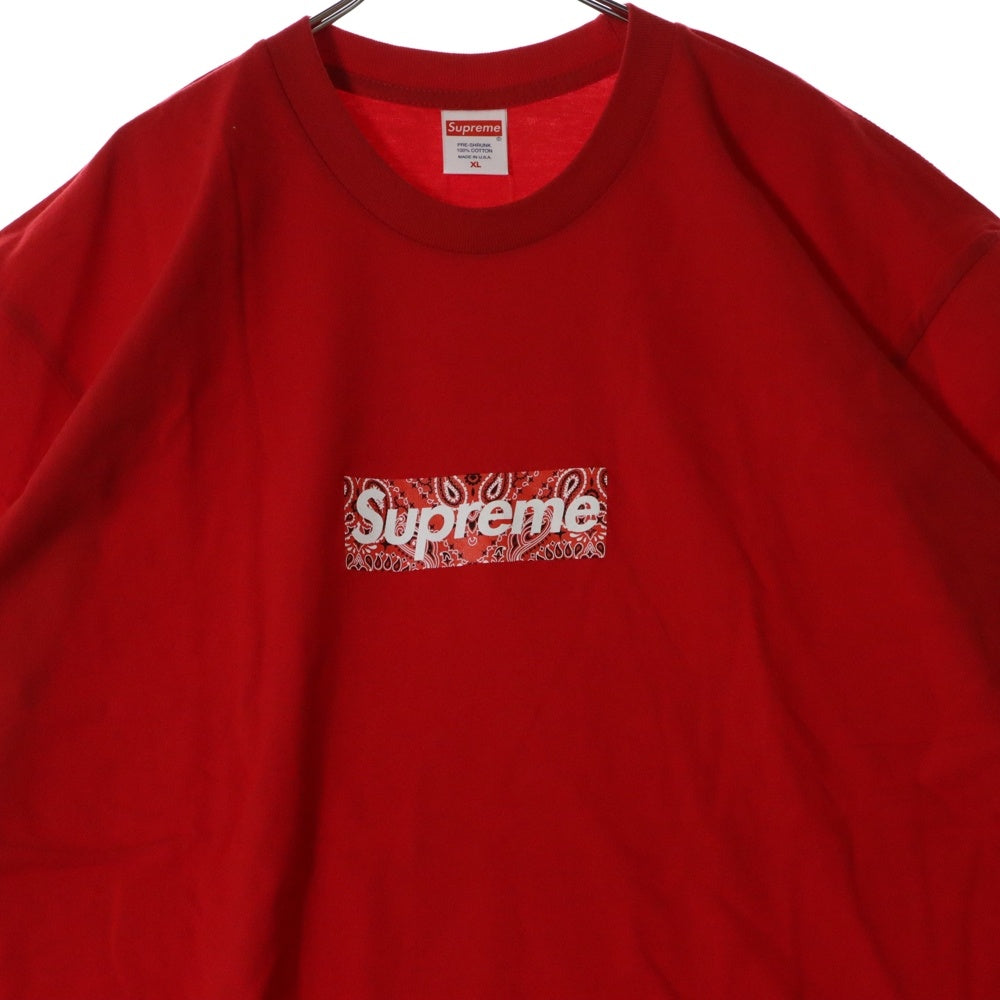 SUPREME(シュプリーム) 19AW Bandana Box Logo Tee バンダナ ボックスロゴ プリント クルーネック 半袖Tシャツ カットソー レッド