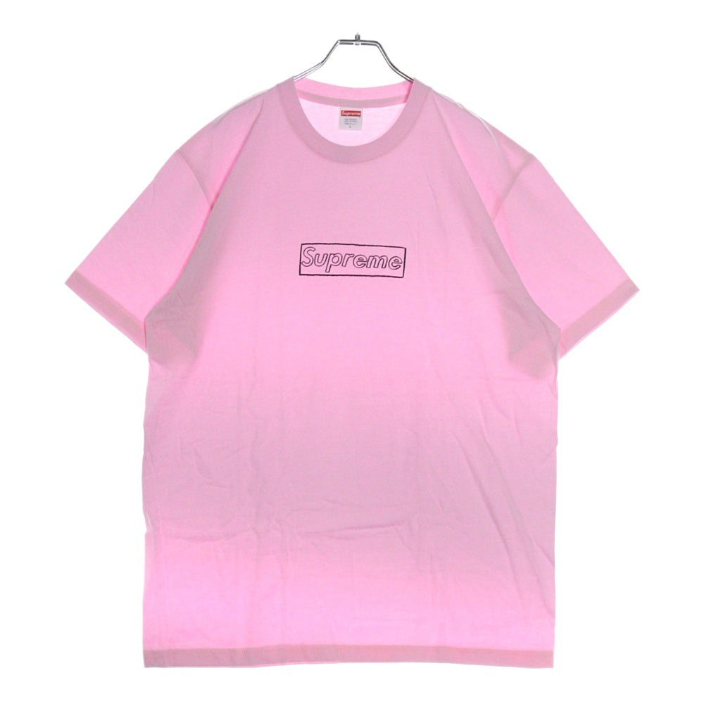 SUPREME(シュプリーム) 21SS×KAWS Chalk Logo Tee カウズ チョーク ボックスロゴ クルーネック 半袖Tシャツ カットソー ピンク