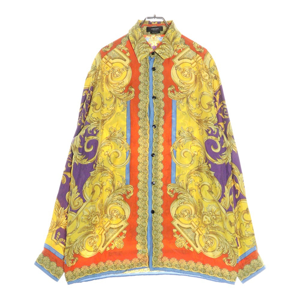 VERSACE(ヴェルサーチ) バロッコ柄 総柄 シルク ロングスリーブ 長袖シャツ マルチ 1003941 1A03489