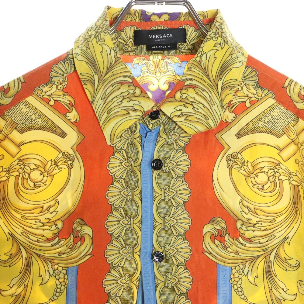 VERSACE(ヴェルサーチ) バロッコ柄 総柄 シルク ロングスリーブ 長袖シャツ マルチ 1003941 1A03489