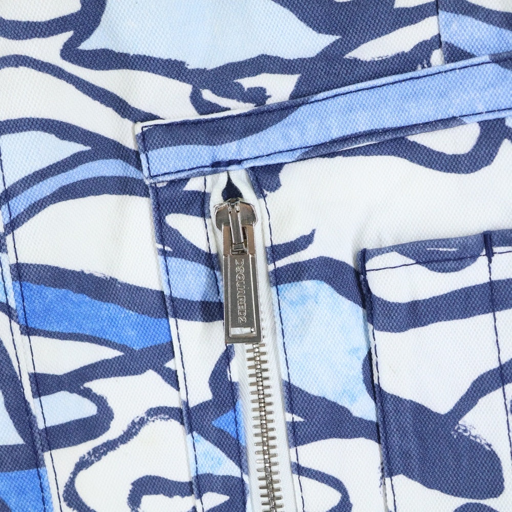 DSQUARED2(ディースクエアード) 15SS カモ柄 迷彩 デニム ハーフパンツ ショーツ ホワイト/ブルー S74MU0364 S43465